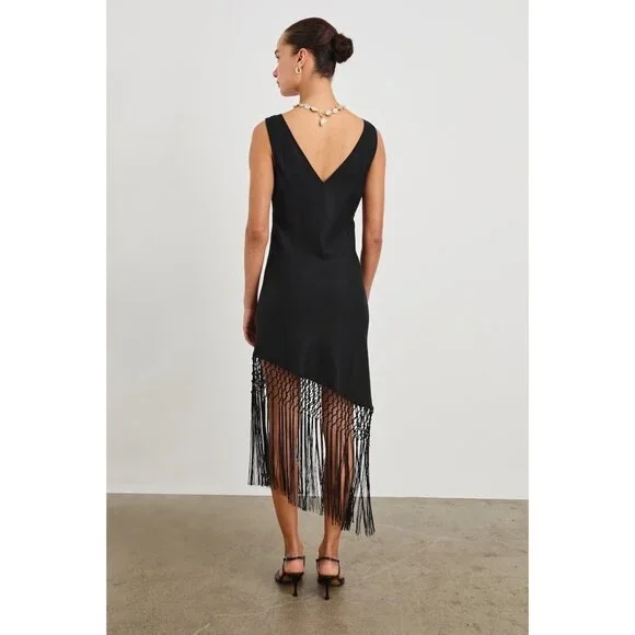 RAILS TAMARA black fringe asymmetrical DRESS size M NWOT - Picture 4 of 12